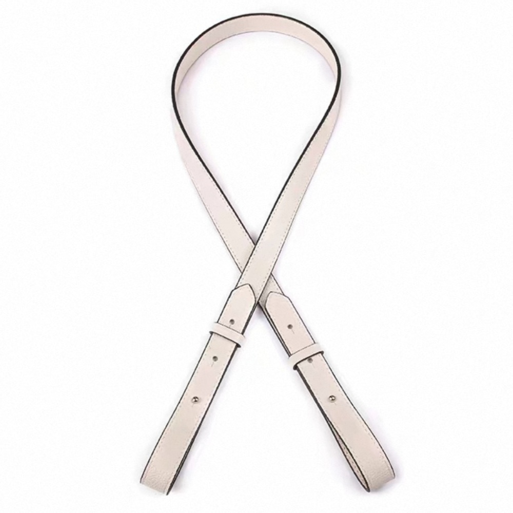 Cream Pebbled Leather Adjustable Bag Strap - Silver Hardware